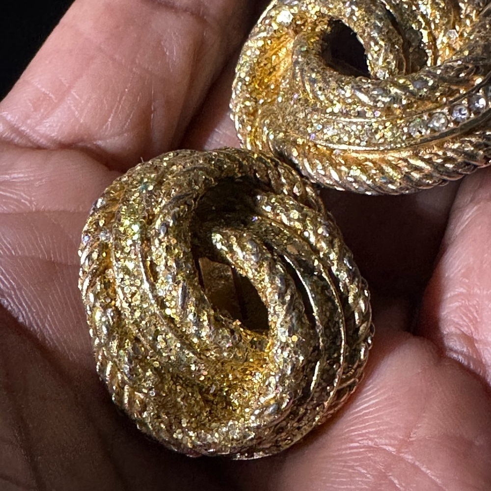 Vintage Christian Dior knotted rope Clip-On Earrings - - Picture 6 of 8